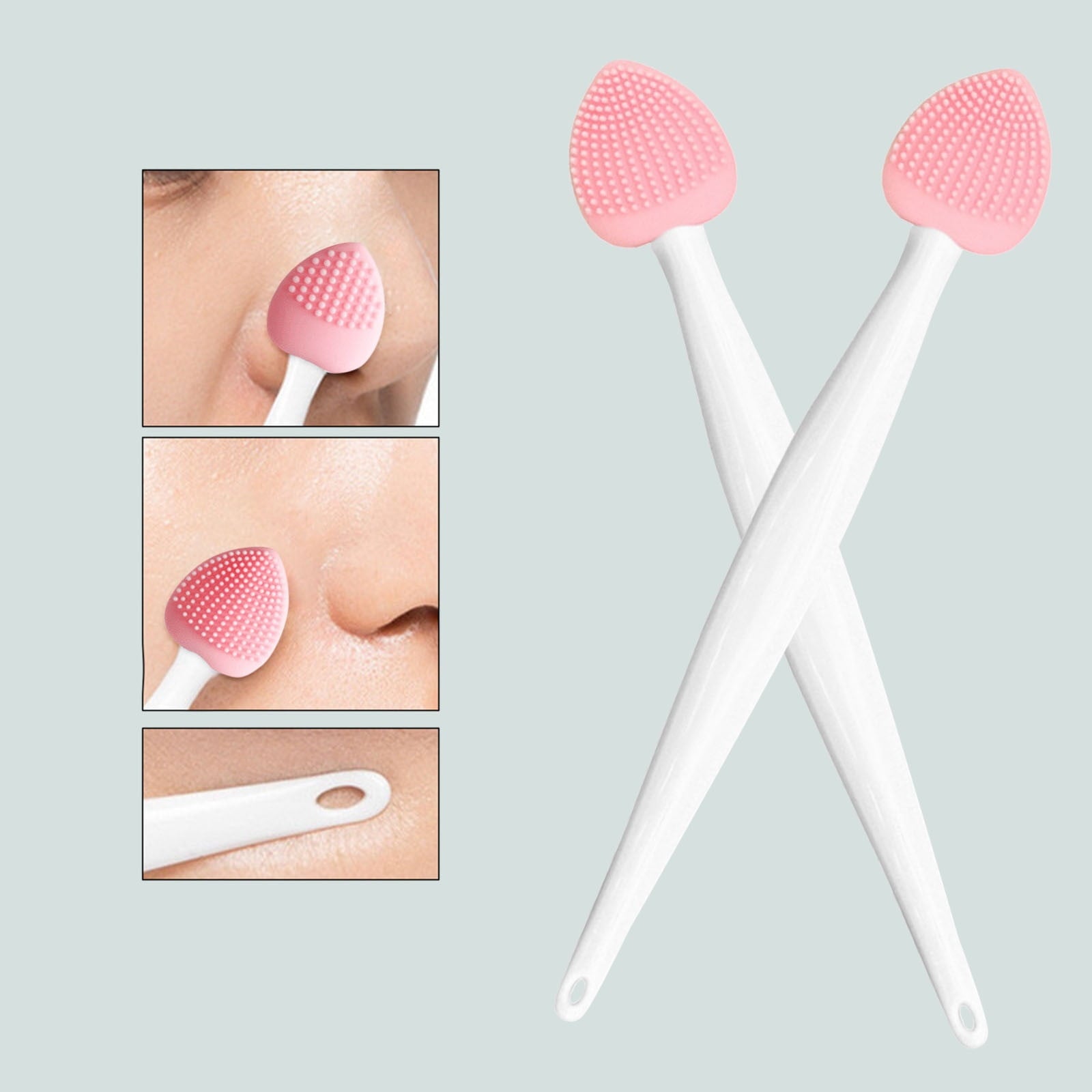Pore Brush For Nose Deep Cleansing Silicone Exfoliator Blackhead Removal Tool Heart Shaped Facial Massage Brush Lip S... - Image 3