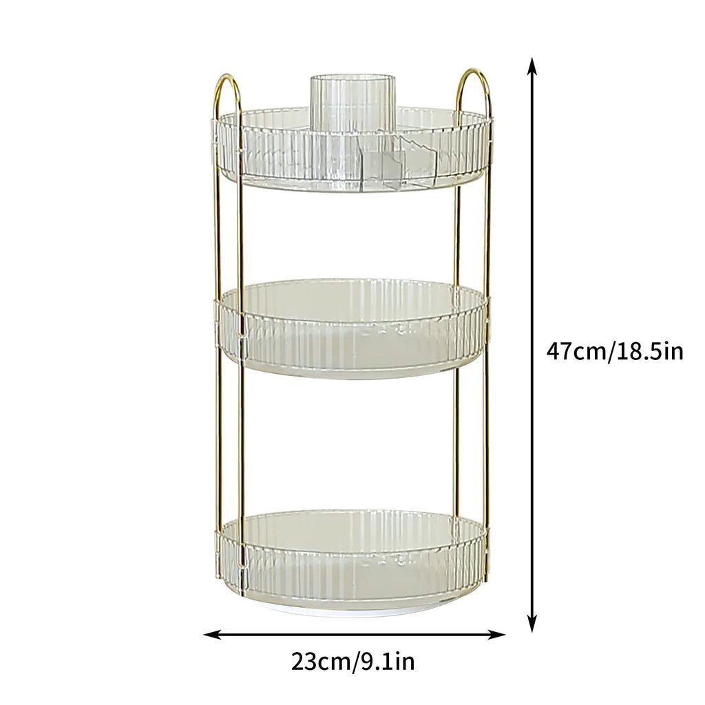 Toiletry Storage Box, Rotatable Desktop Makeup Organizer, Multi-Layer Skin Care Product Rack, Lipstick Brush Holder - Image 3