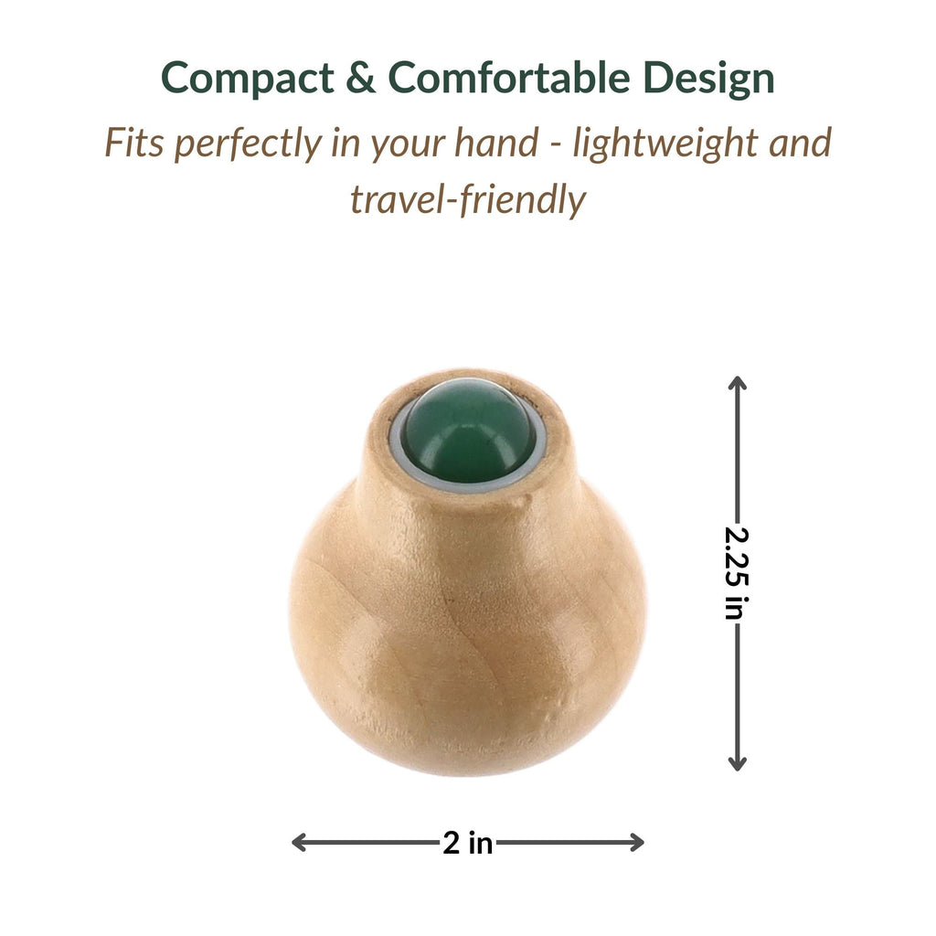Natural Wooden Face Massage Roller with Green Jade Stone - Image 4