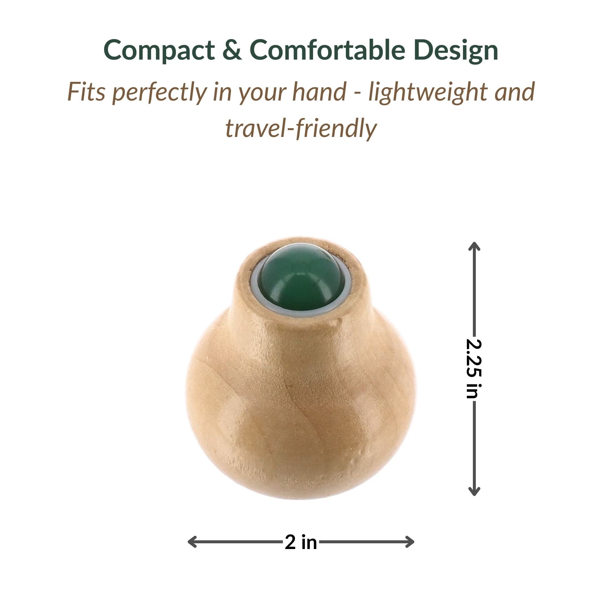 Natural Wooden Face Massage Roller with Green Jade Stone - Image 4