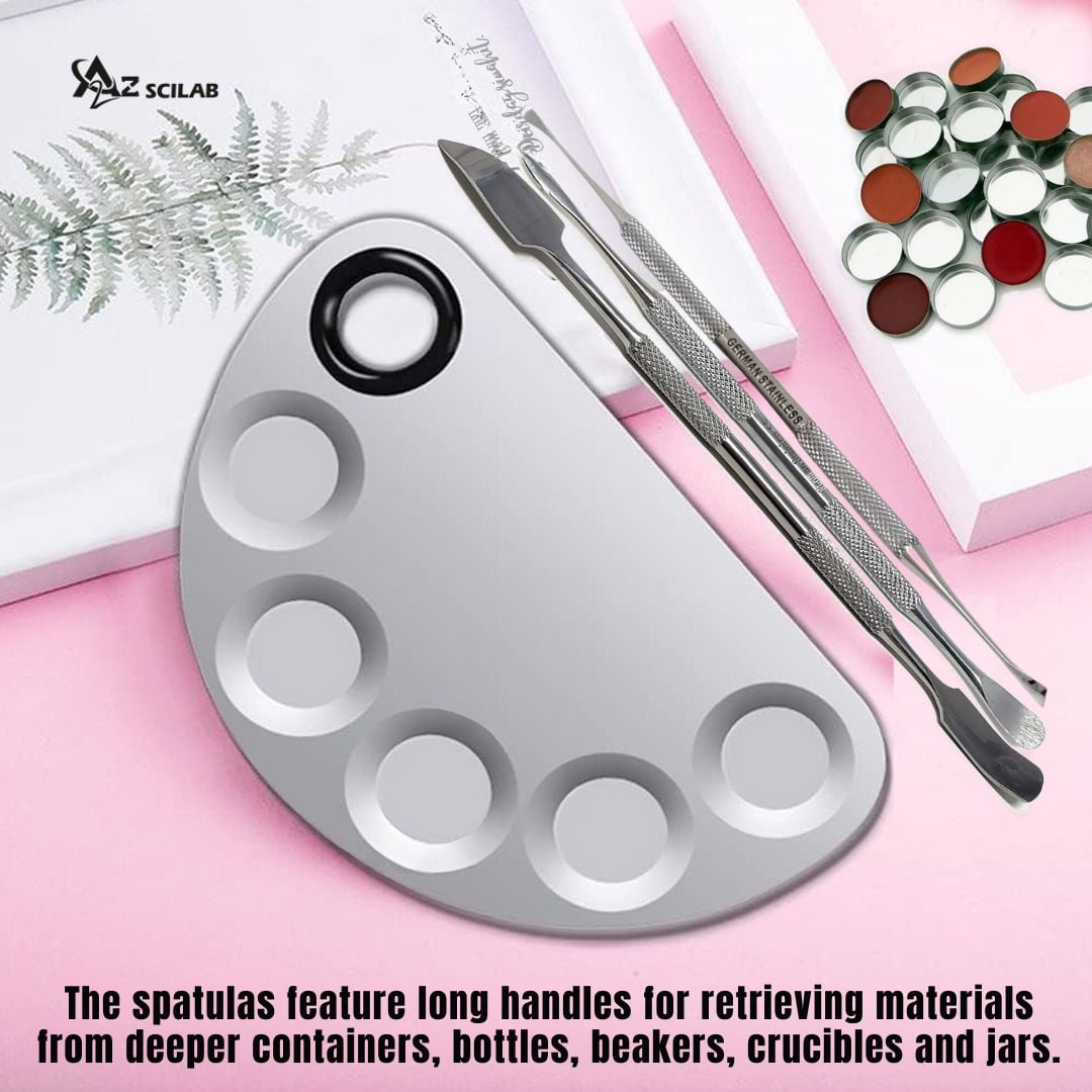 3 PCS Stainless Steel Makeup Spatulas Lipstick Powder Subpackaging Spoon Cosmetic Scoop Double Sided - Image 2