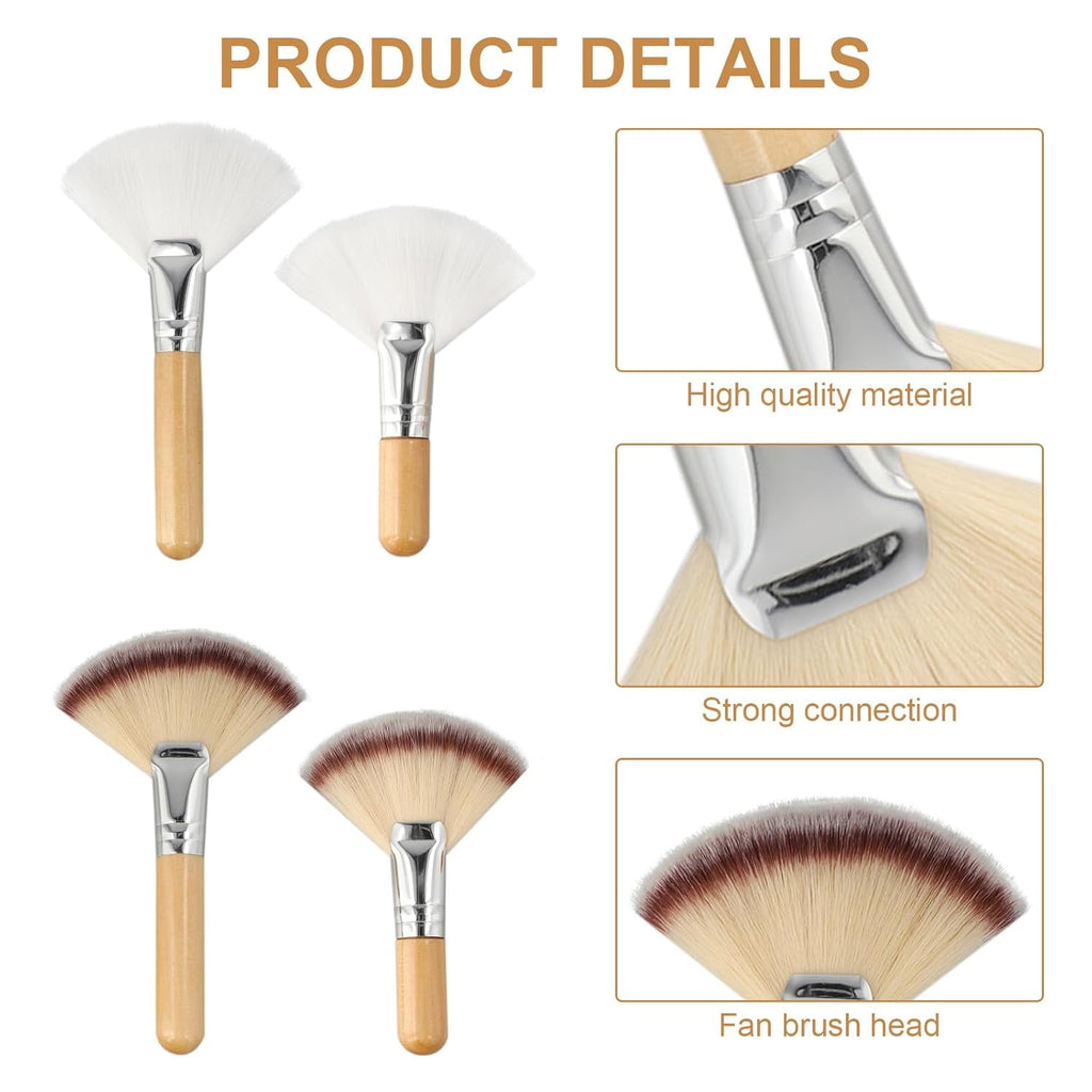 Facial Brushes Esthetician, Fan Brush with Long and Short Handle - Image 3