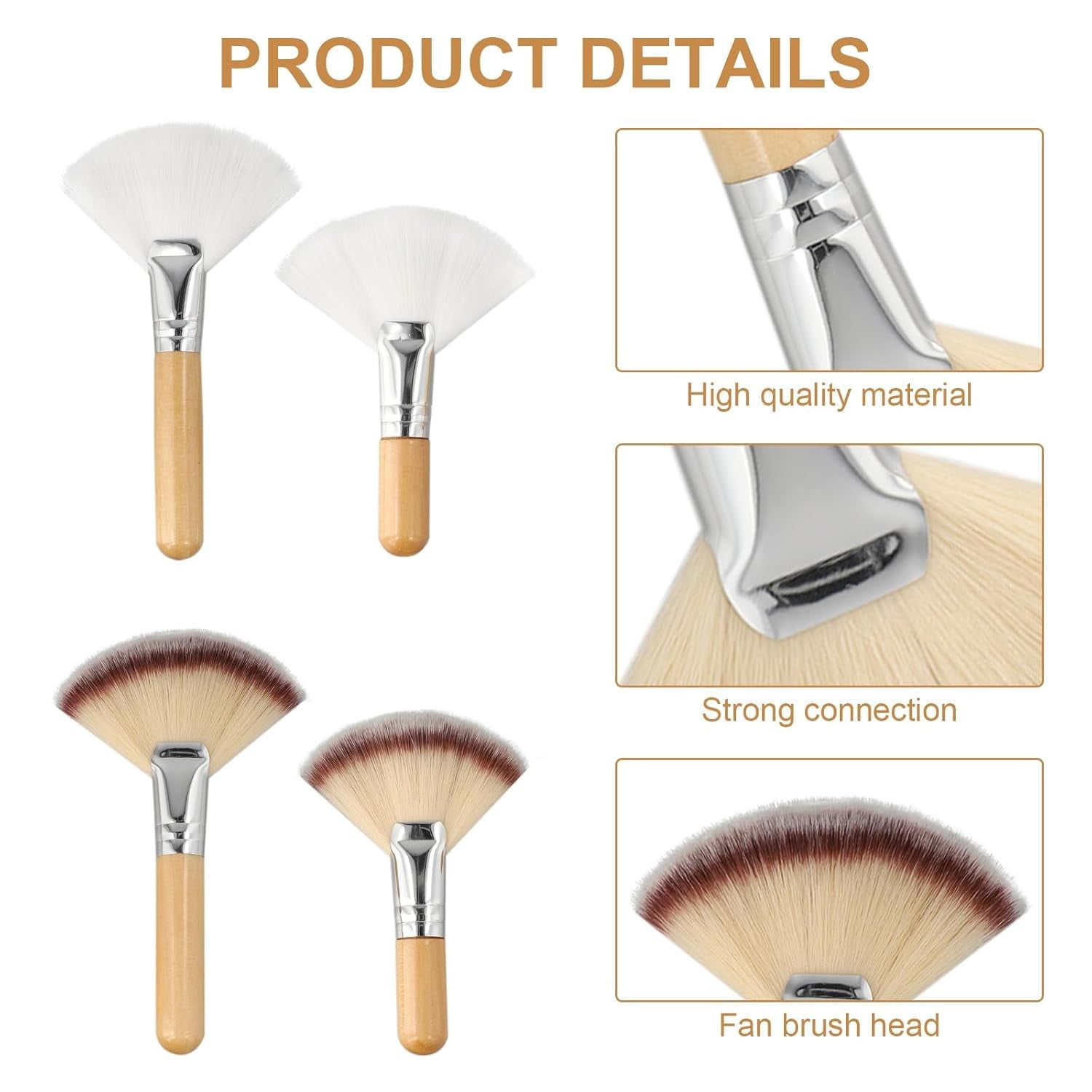 Facial Brushes Esthetician, Fan Brush with Long and Short Handle - Image 3