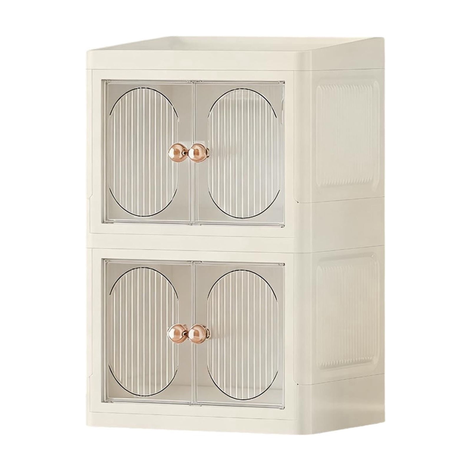 Foldable Double Door Storage Cabinet - Desktop Double Layer Organizer for Skincare Cosmetics and Stationery - Image 2