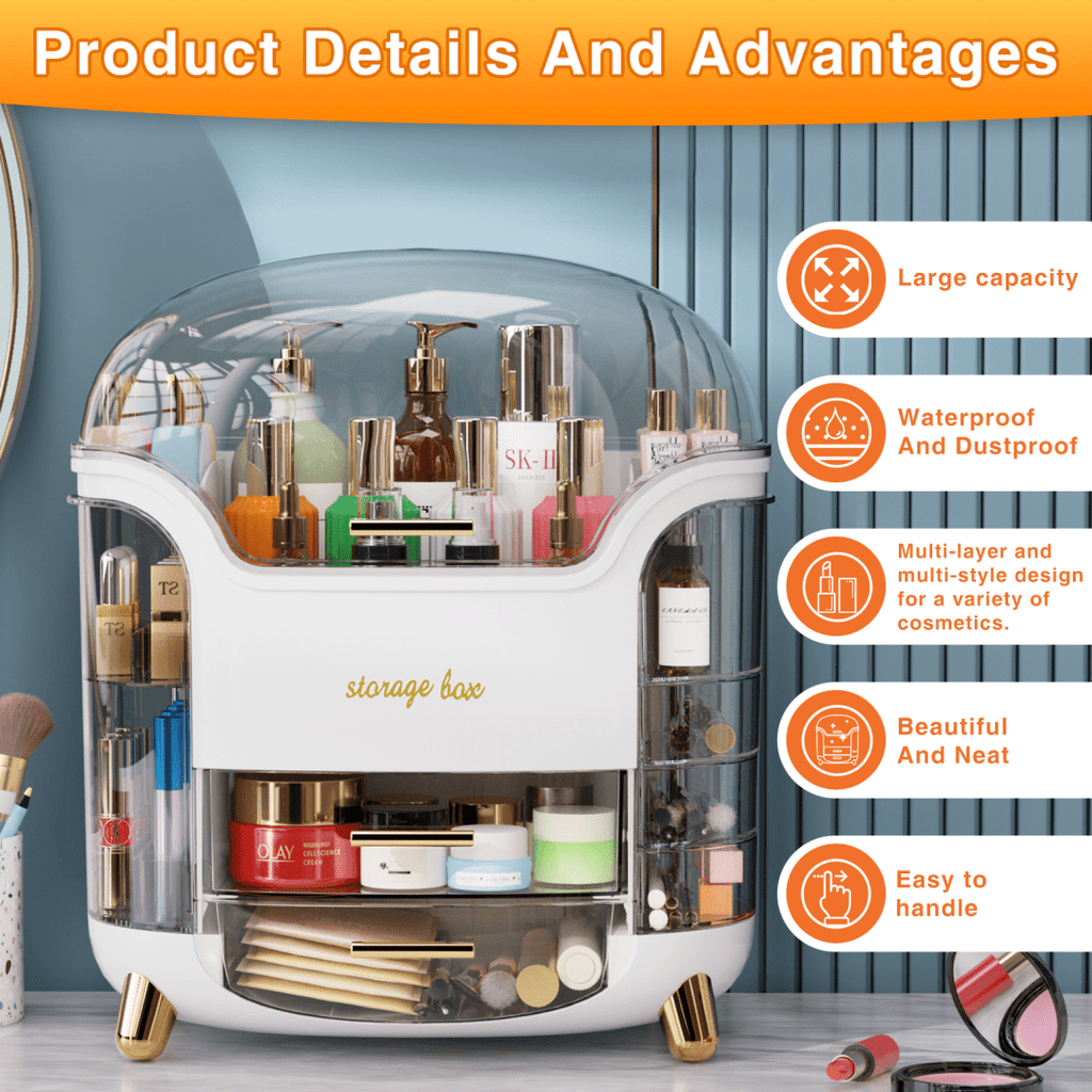 Large Capacity Makeup Organizer Countertop Vanity Organizer for Waterproof and Dustproof Skincare, Multi-Style, Clear - Image 3