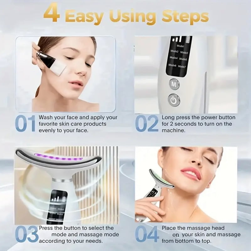 7-in-1 LED Electronic Facial Massager Beauty Neck Instrument Skincare Facial Massager Skin Care Vibration Double Chin... - Image 5