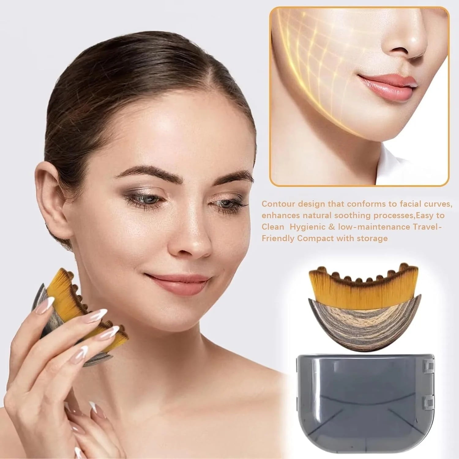 Face Contour Brush, Chin & Jawline Sculpting, Ergonomic, durable, and soft makeup brushes that perfectly hug the skindry face brushes (2PCS) - Image 6