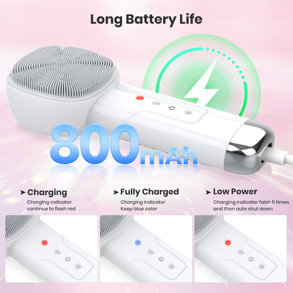 Facial Cleansing Brush, Silicone Face Scrubber, Electric Face Brushes for Cleansing with Vibration, Hot and Cold Comp... - Image 3