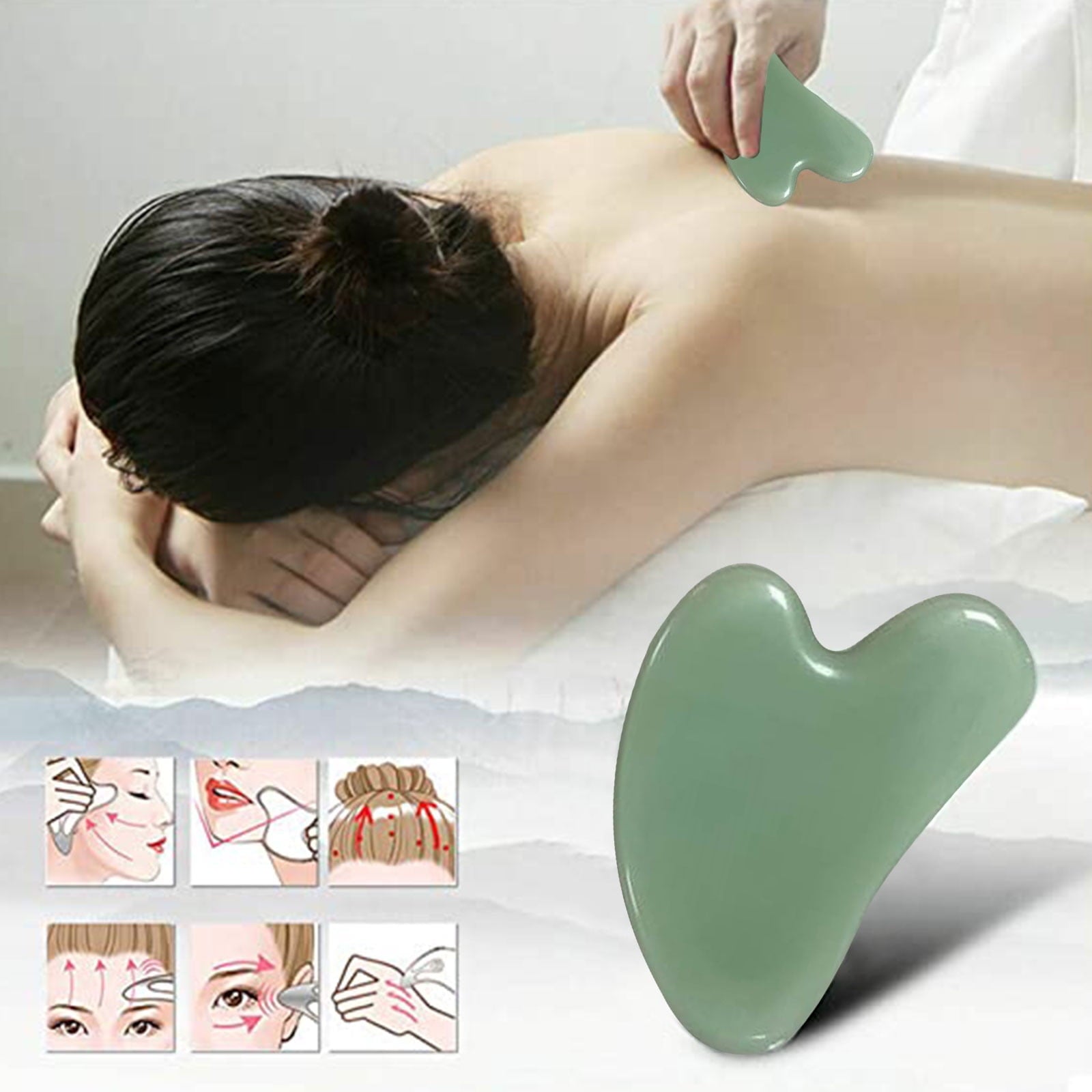 Natural Gua Sha Tool, Stone Massage Board, Facial and Body Relaxation Massage Tool for Stress Relief and Skin Care, Hand Carved Unique Patte - Image 6