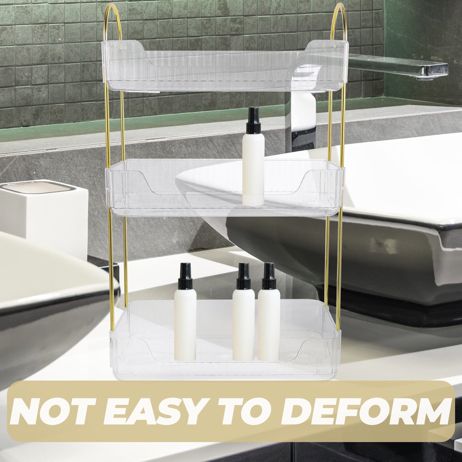 3-Tier Bathroom Counter Organizer, Tool-Free Installation Makeup Skincare Shelf Perfume Stand for Bathroom Vanity Dresser Organizers and Sto - Image 6