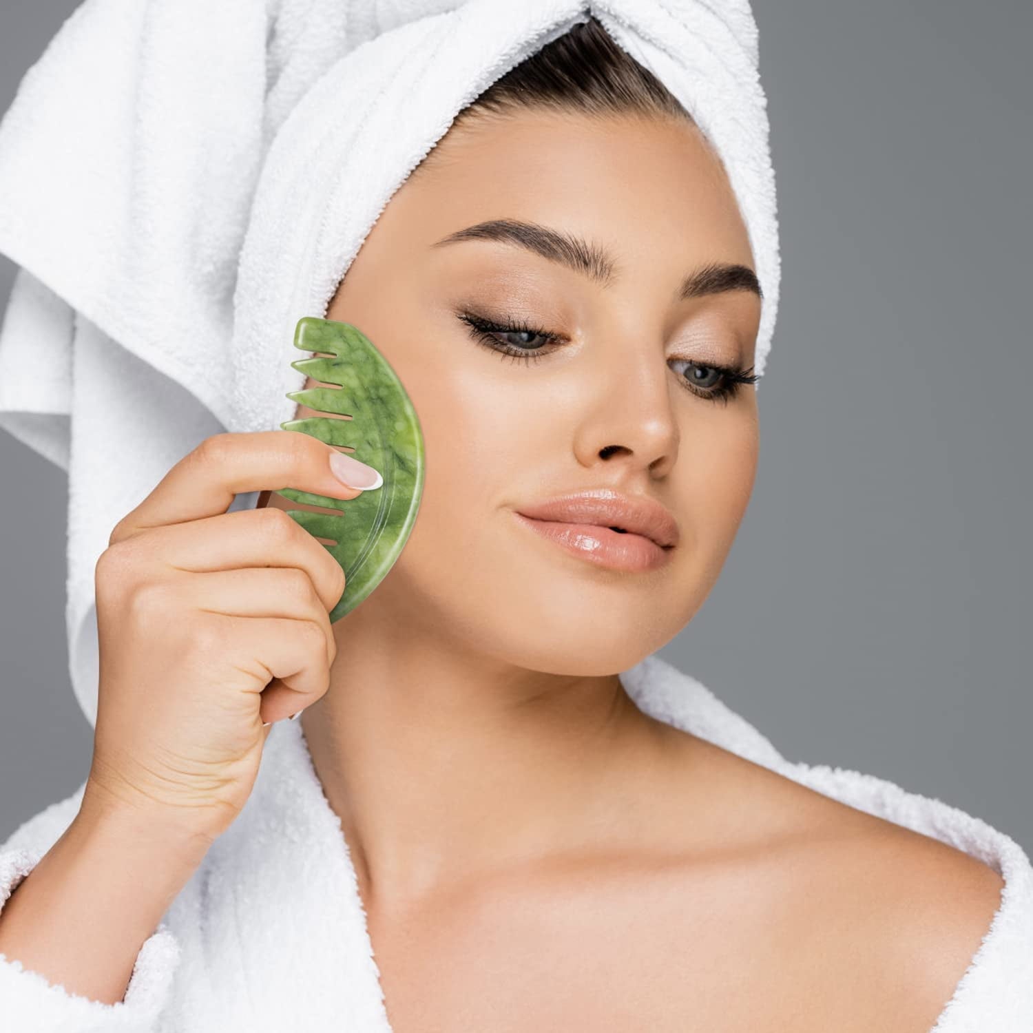Gua Sha Comb, Natural Jade Stone, Hair Scalp Massage Comb for Head Care Relaxing, Facial GuaSha Massage Tool - Image 6