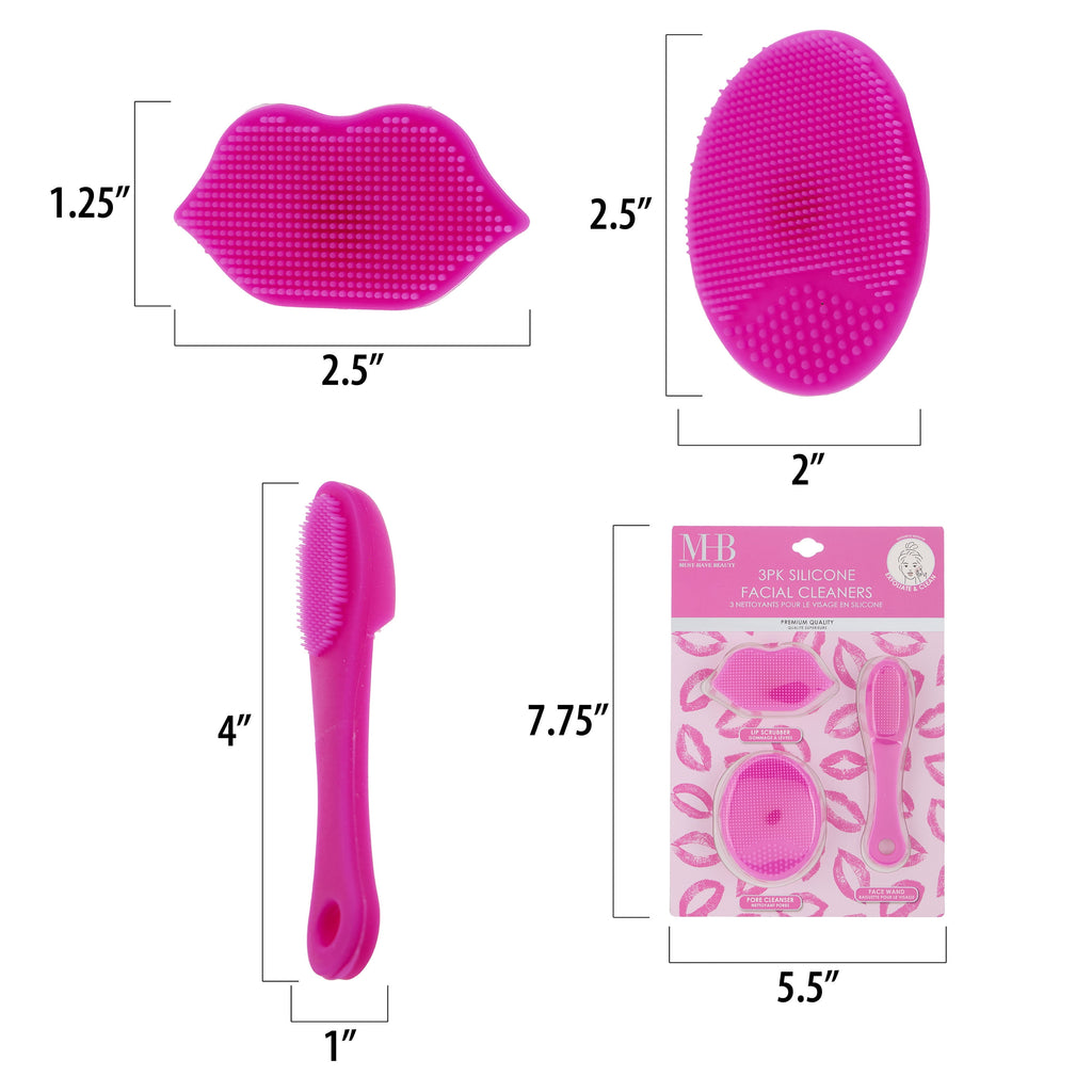 3pc Silicone Facial Cleaners Kit - Face Wand, Lip Scrubber, Pore Cleanser | Reusable Facial Tools for Gentle Daily Cl... - Image 4