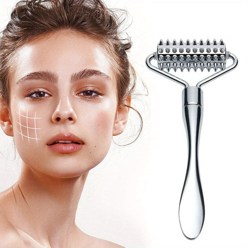 *Zinc alloy facial massage roller | Double-sided Skin Care Tool with Needle and Smooth Roller | Multi-purpose for fac... - Image 2