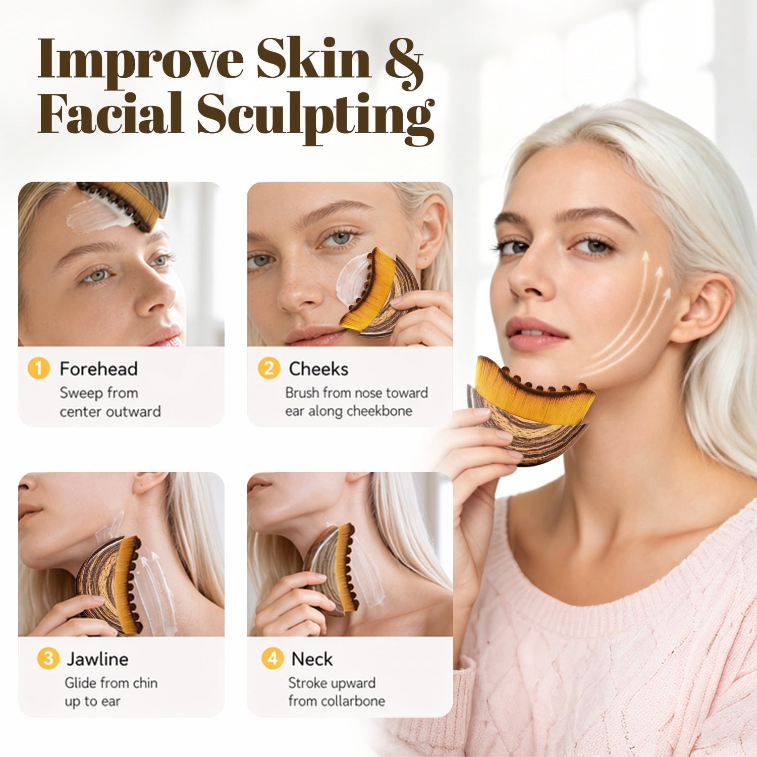 Contour Brush, Dry Brushing Sculpting Tool for Drainage and Puffiness Relief - Image 4
