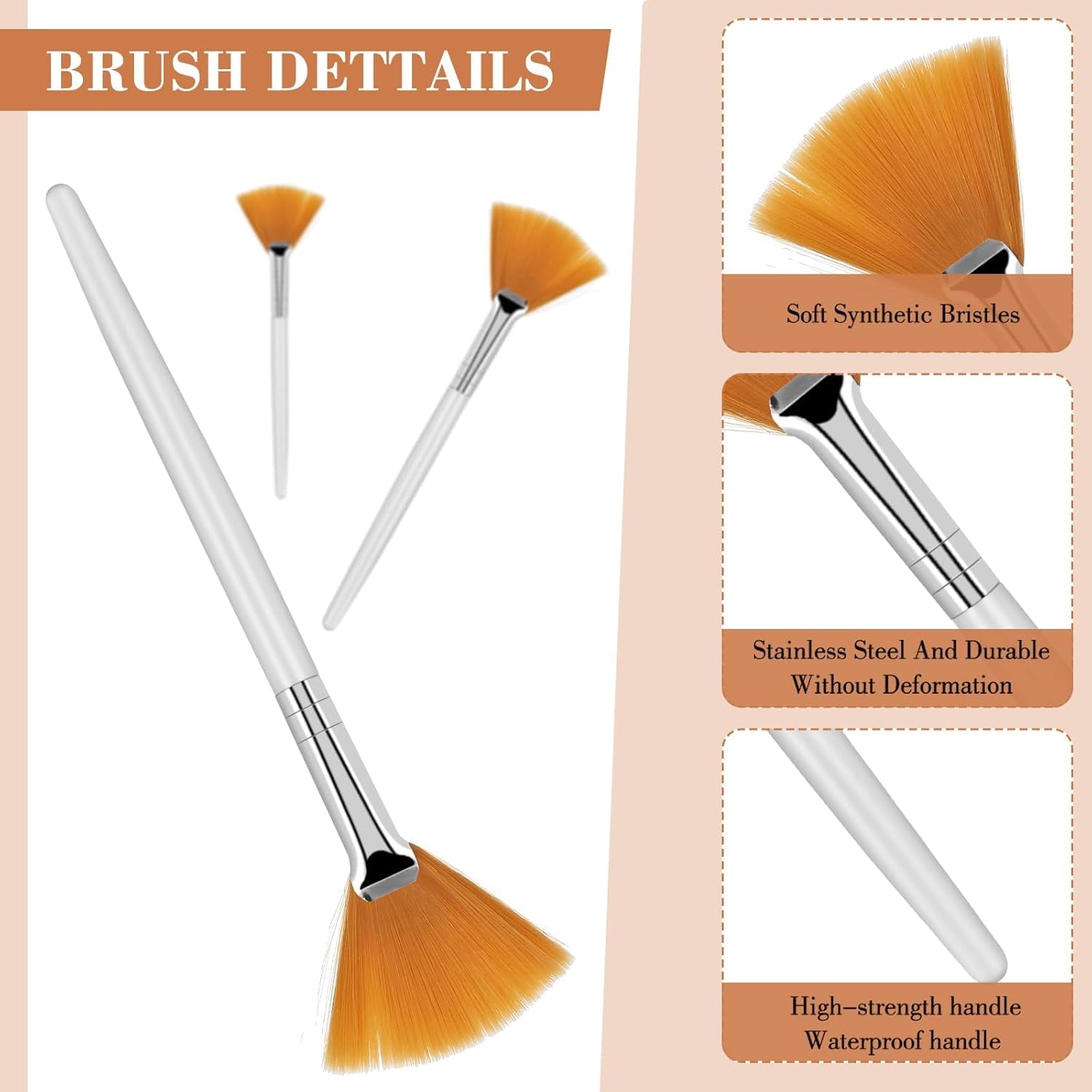 14 Pcs Fan Brushes For Facial, Soft Makeup Brushes Esthetician Makeup Cosmetic Multi Use, Mask Acid Applicator Esthet... - Image 4