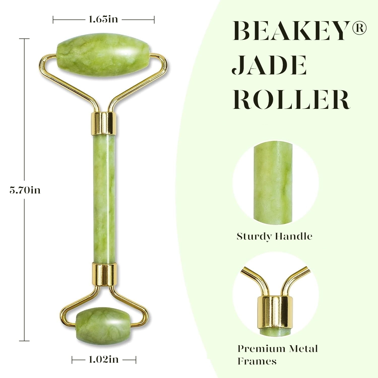 Jade Roller & Gua Sha, Natural Jade Face Roller Gua Sha Tool Facial Skin Care Supplies, Green - Image 3
