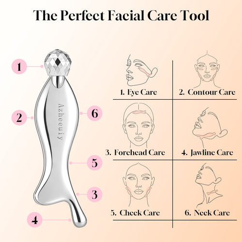 4-in-1 Gua Sha Facial Tools, Facial Roller, Skin Care Roller with Stainless Steel, Face Ice Roller to Reduce Puffiness & Eye Strain, Relieve - Image 2