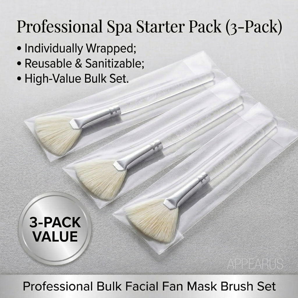 Bristle Facial Fan Brush 3-Pack, Professional Face Mask & Skincare Treatment Applicator for Estheticians (SB4011x3), ... - Image 5