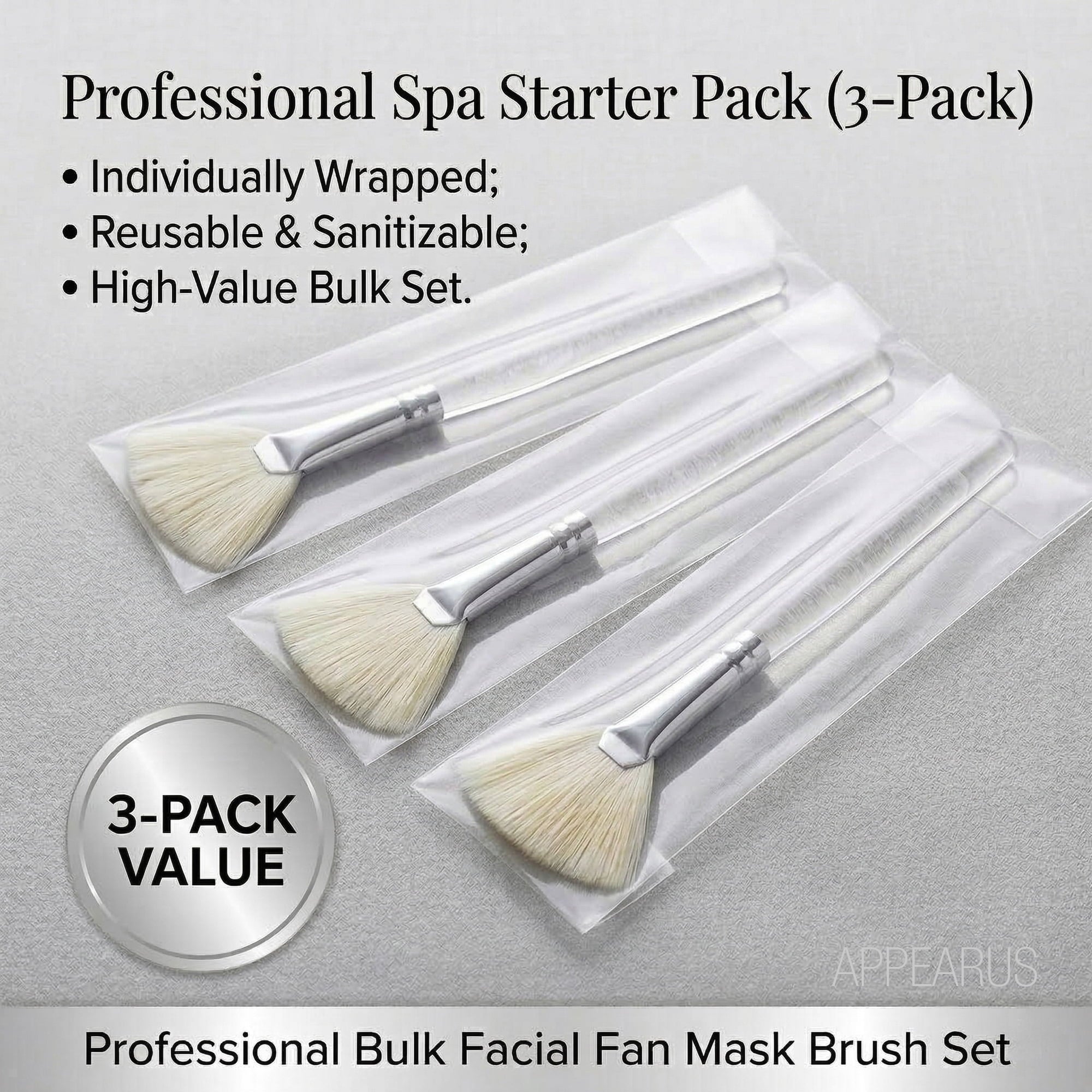 Bristle Facial Fan Brush 3-Pack, Professional Face Mask & Skincare Treatment Applicator for Estheticians (SB4011x3), ... - Image 5