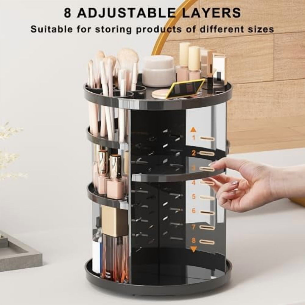 Rotating Makeup Organizer, DIY 8 Adjustable Layers Spinning Skincare Organizer, Cosmetic Display Case with Brush Holder Perfume Tray, Multi- - Image 3