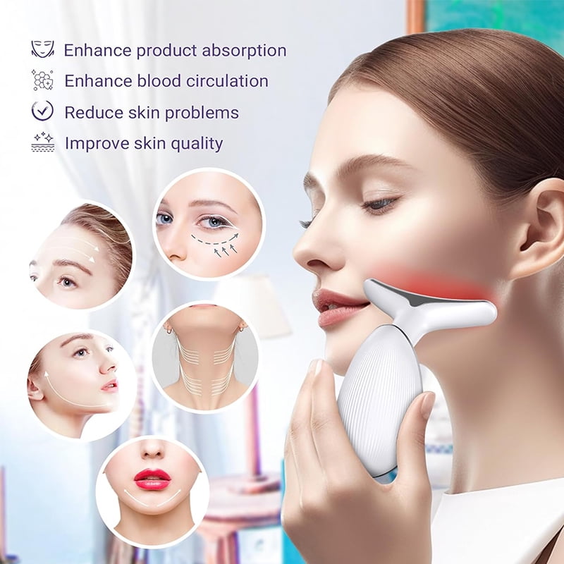 Red Light Therapy Massager for Face and Neck, 7-Color LED Neck & Face Rejuvenator, Multifunctional Facial Skincare Tools with Vibration - Image 6