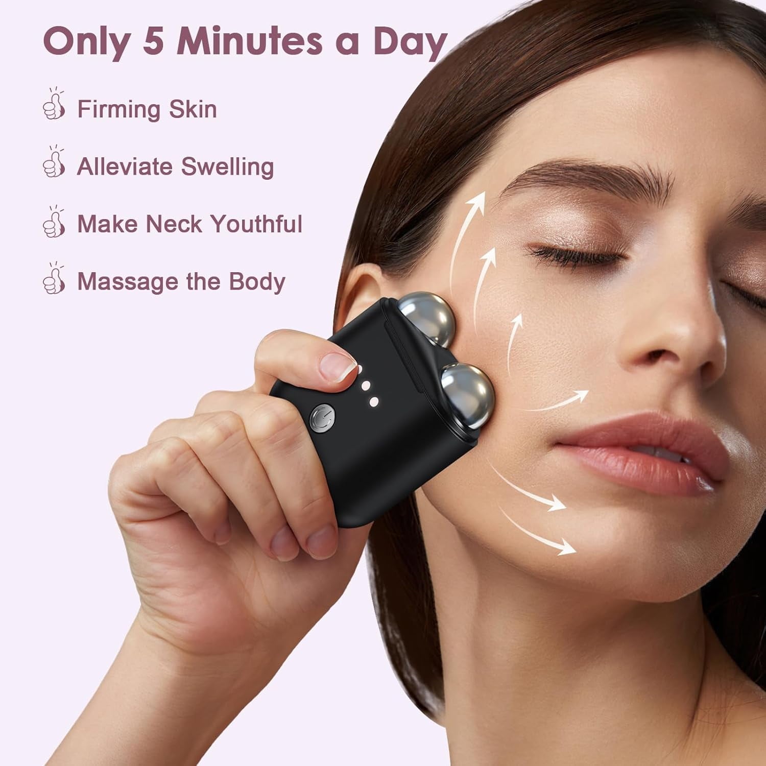 Microcurrent Facial Device, Mini Microcurrent Face Lift Device for Face Lifting and Facial Sculpting, Portable Facial Roller Massager Tool f - Image 4