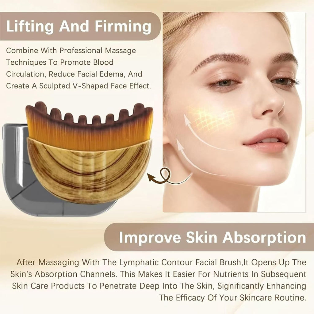 ZHAOYU Manual Lymphatic Drainage Massager, The Natural Facelift Lymphatic Contour Face Brush, Natural Makeup Brushes with Durable Soft Brist - Image 4