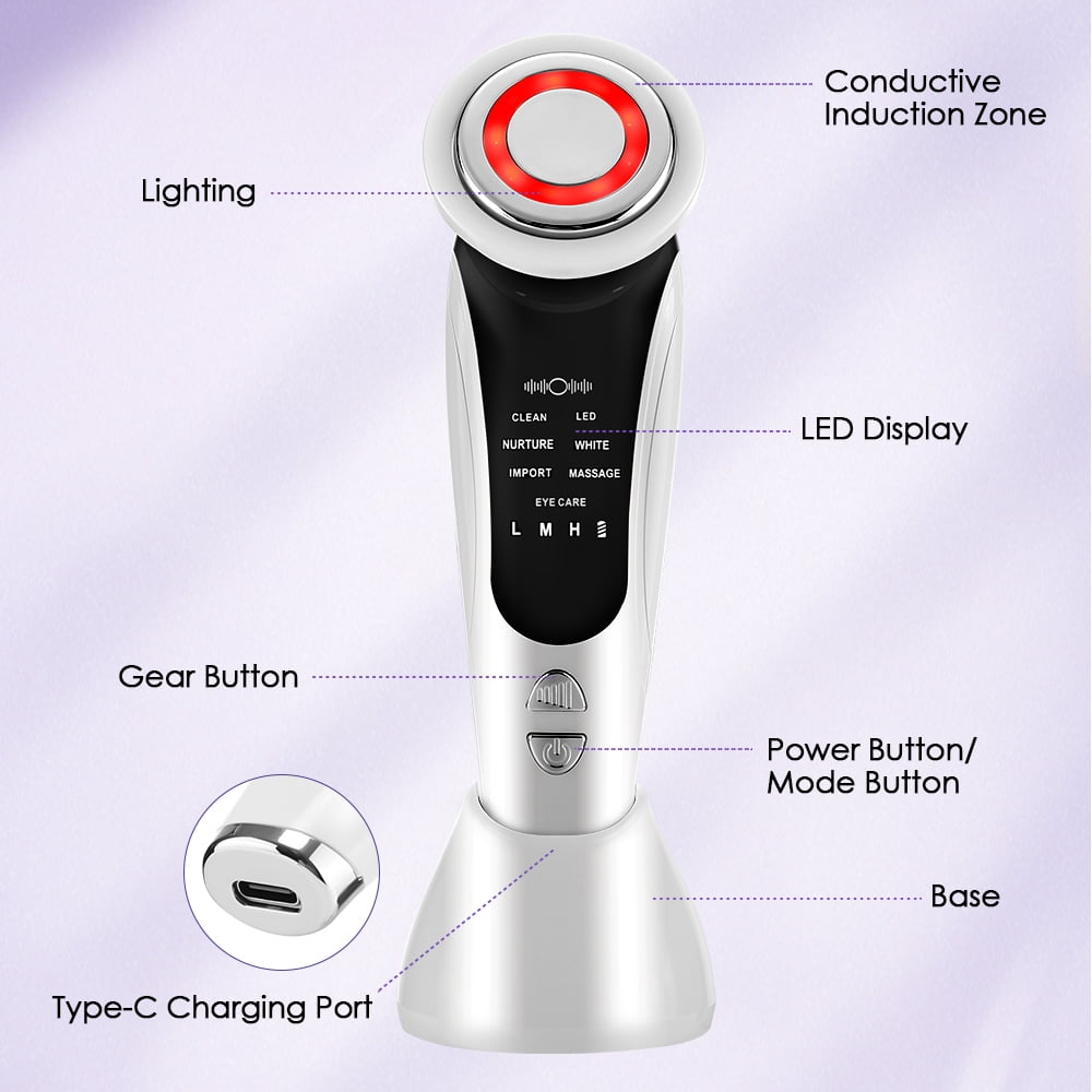Led Light Beauty Device, Facial Massager Beauty Tool, Electric Face Lifting Skin Tool with 7 Colors Modes, 15min Auto... - Image 5