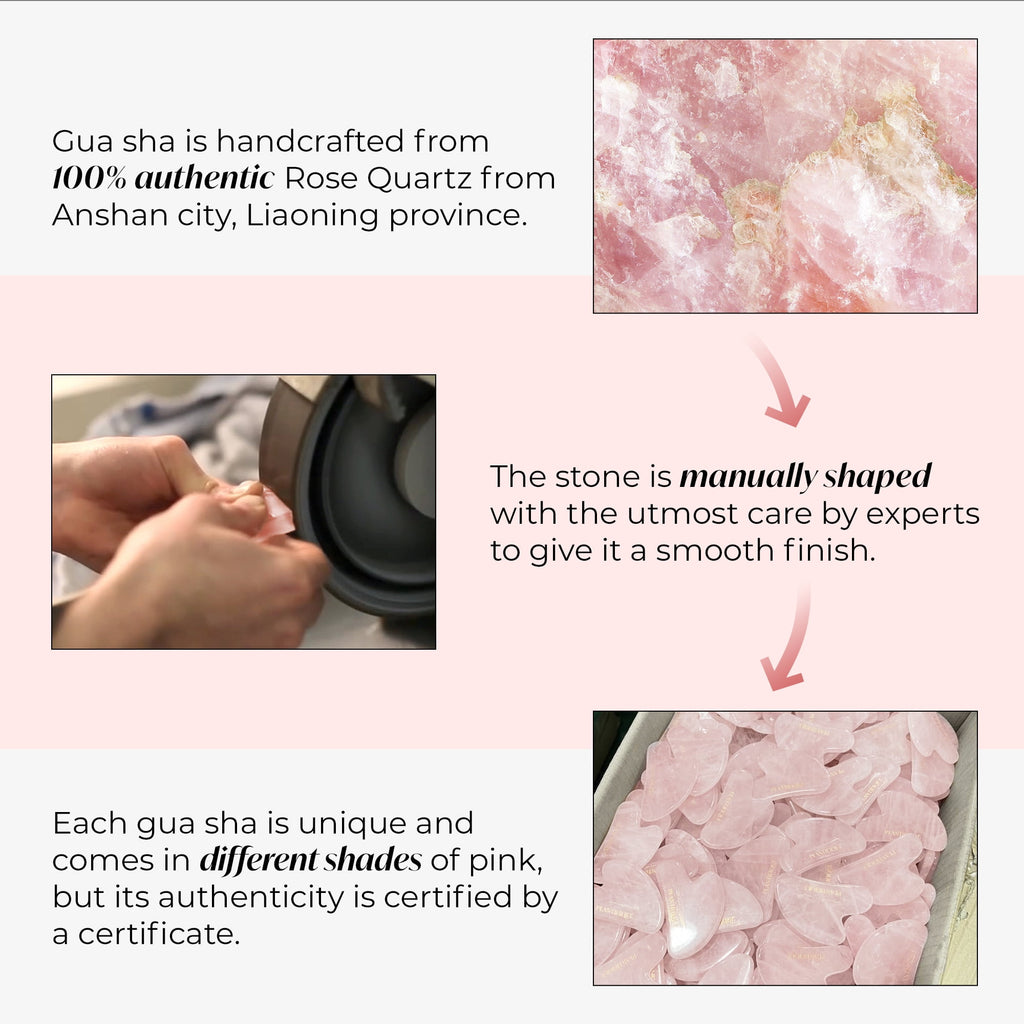 Rose Quartz Gua Sha, Anti-Aging Face Massager & Jawline Shaper - Image 6