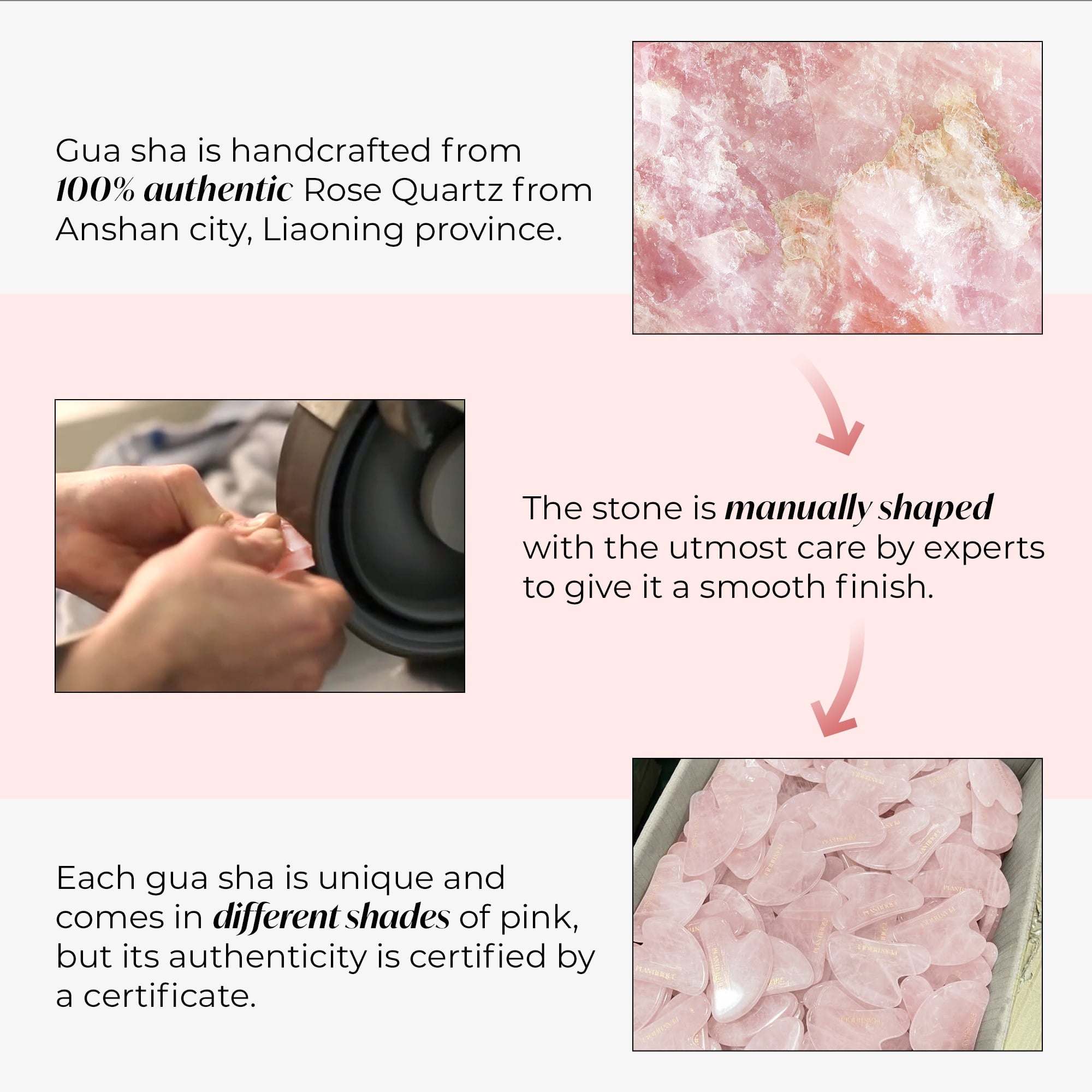 Rose Quartz Gua Sha, Anti-Aging Face Massager & Jawline Shaper - Image 6