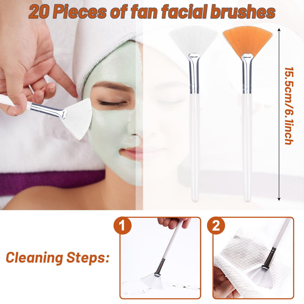 20pcs Brush for Facial, Flat Head Makeup Brush, Cosmetic Face Applicator Tool for Mud Cream Makeup Peel - Image 2