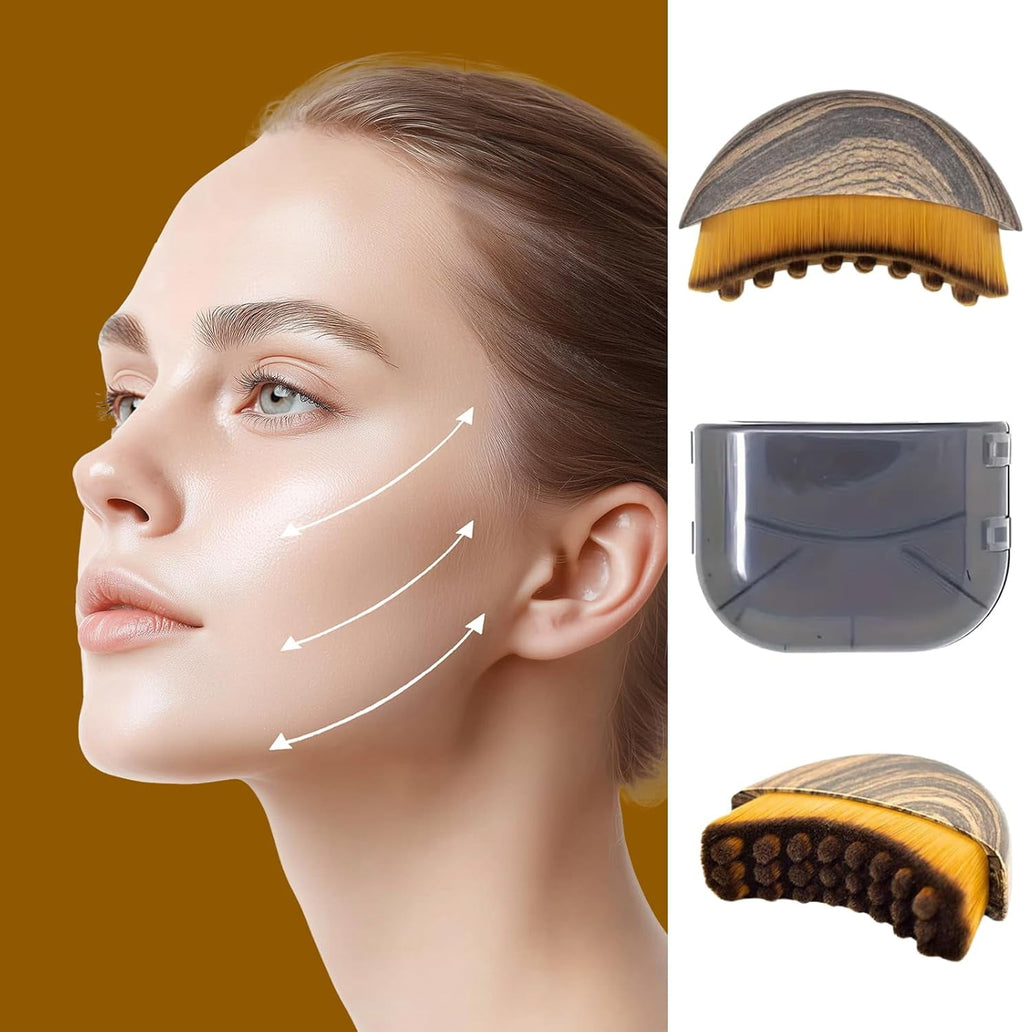 Lymphatic Face Brush, Contour Brushes, Lymphatic Drainage Facial Massage Tool for Jawline Neck Contouring, Natural Wo... - Image 2