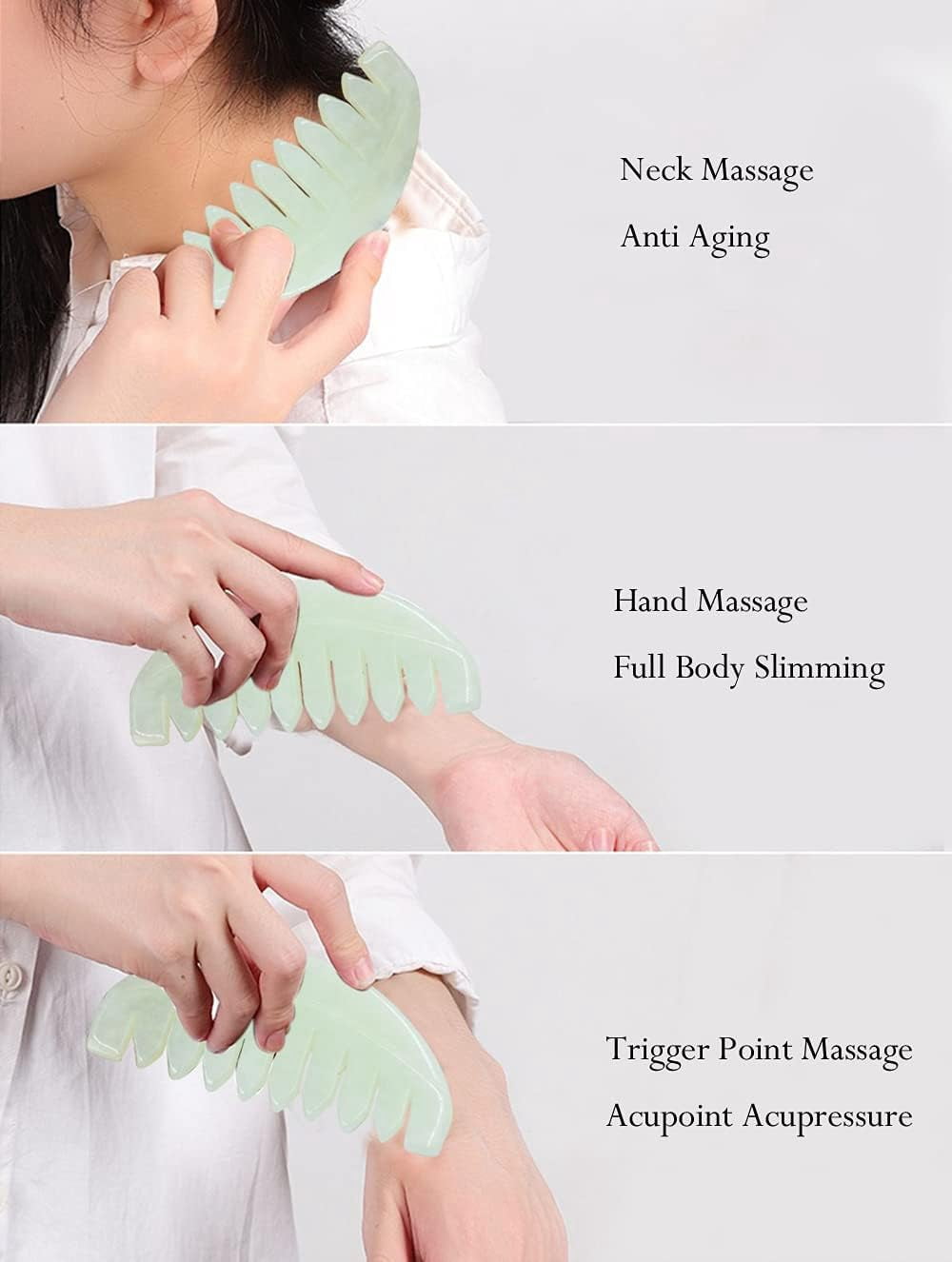 Gua Sha Comb, Natural Jade Stone, Hair Scalp Massage Comb for Head Care Relaxing, Facial and Body GuaSha Massage Tool - Image 5