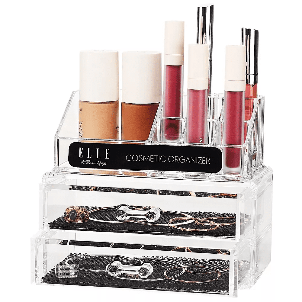 Acrylic Cosmetic Organizer with 2 Drawers & 3 Tiered Compartments, Clear Makeup Storage, Compact Vanity Organizer for... - Image 3