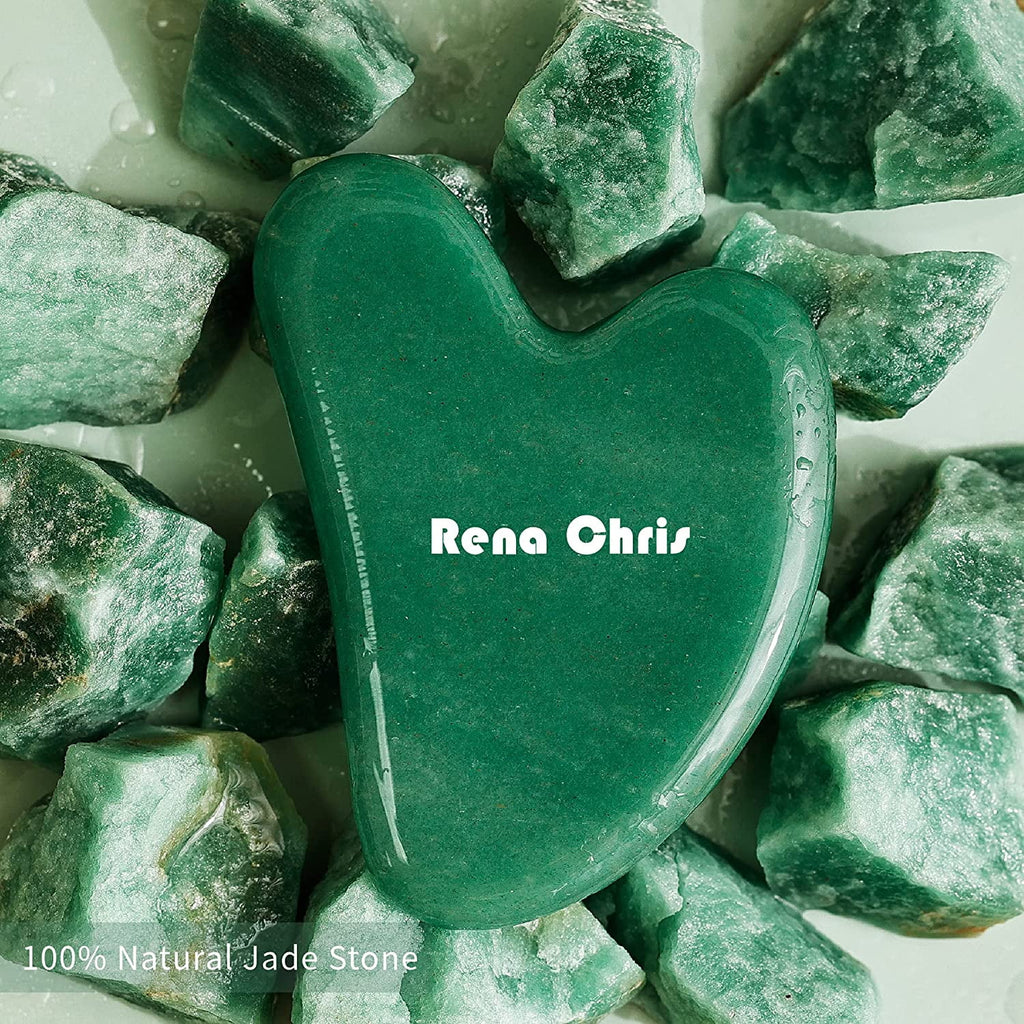 Gua Sha Facial Tool, Natural Jade Stone Guasha Board for SPA Acupuncture Therapy Trigger Point Treatment, Gua Sha Scr... - Image 2