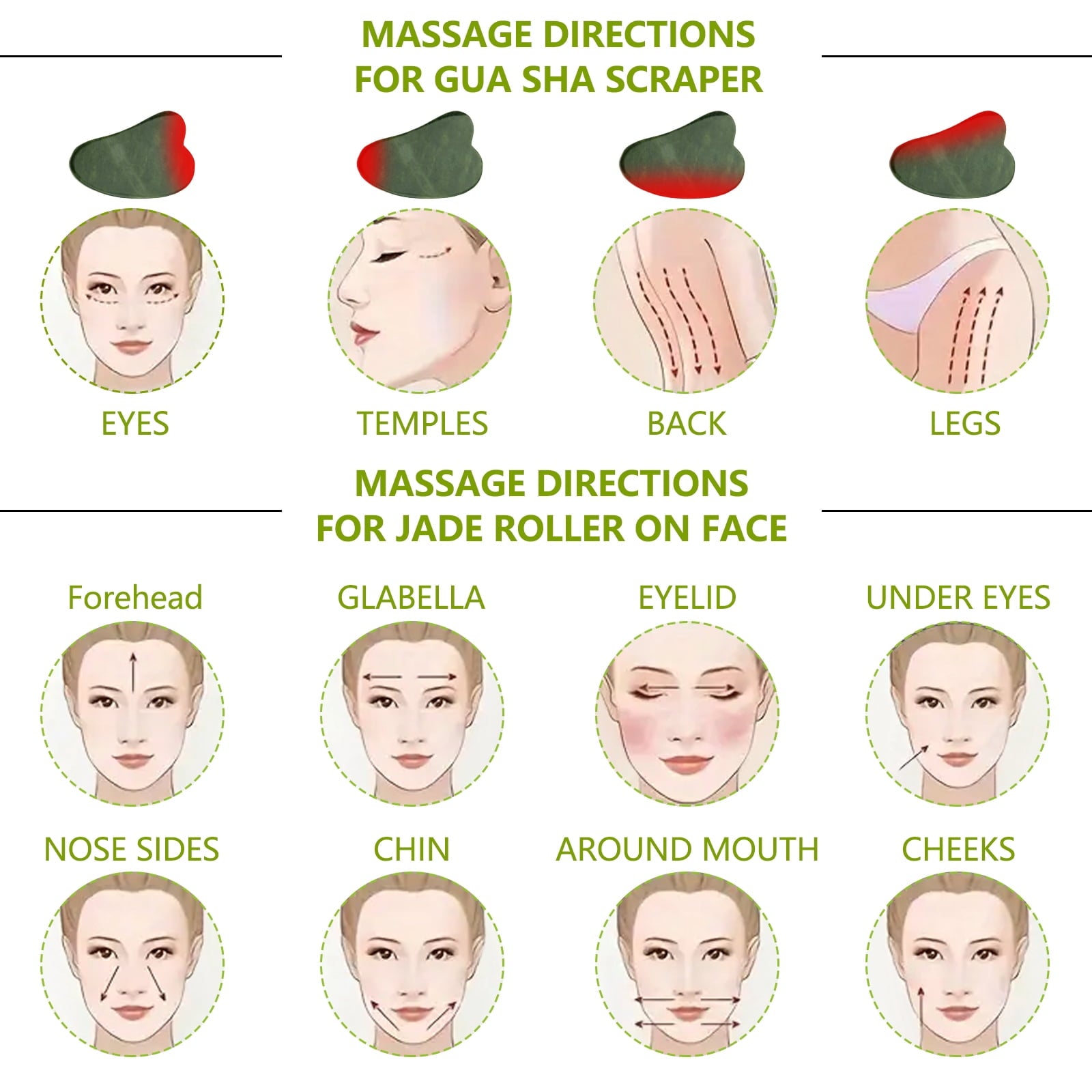 Jade Roller and Gua Sha Set of 3,3 in 1 Face Ice Jade Roller and Gua Sha Tool, Natural Jade Anti-Wrinkle Face Eye Neck Massager Tool, Reduce - Image 2